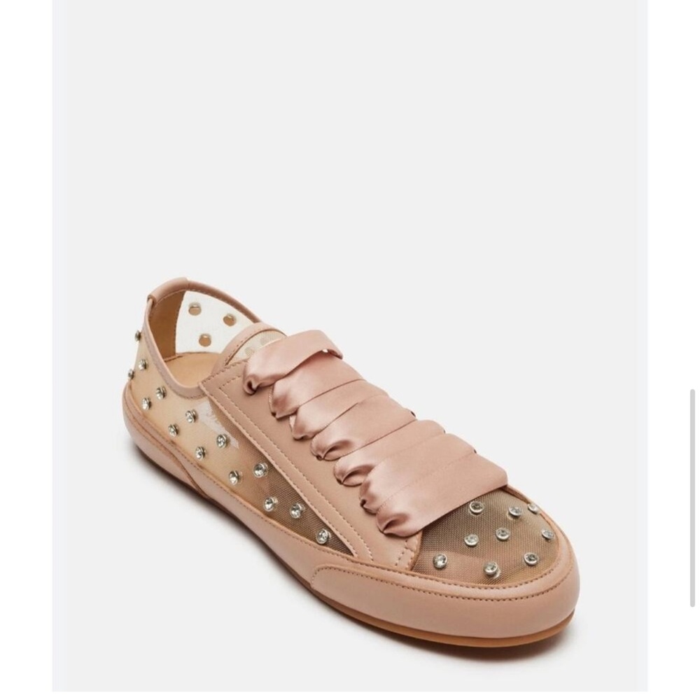 Steve Madden Mauve Embellished Mesh Rhinestone Flats (38)